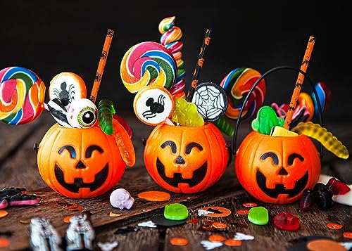 Halloween Paper Straws Penta Angel 50Pcs Pumpkin Bat Spider Skull Pattern - Halloween Party Favor