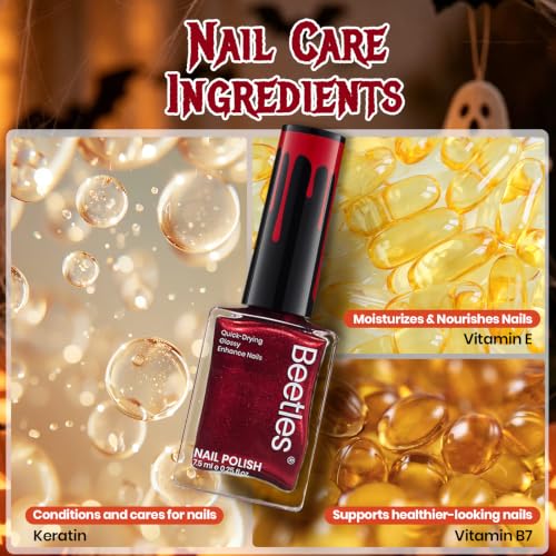 Beetles Halloween Nail Polish Set - 6 Colors, Quick Dry, Elixir Drip Variation