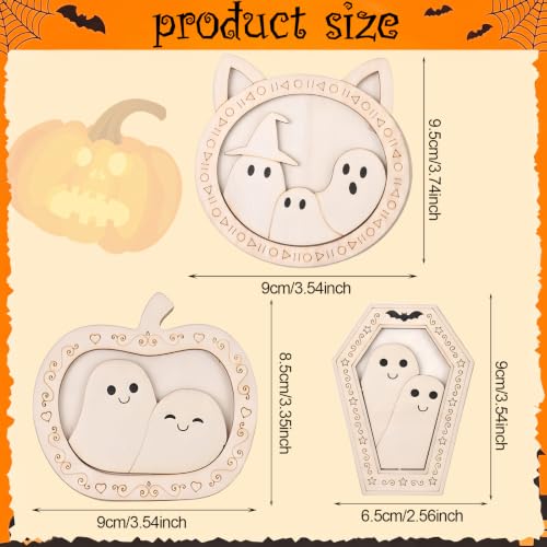 Halloween Wooden Ghost Ornaments - 12 Whimsical Family-Friendly Decorations