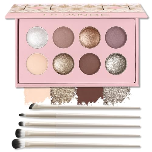UCANBE Baked Eyeshadow Palette Set - Matte & Shimmer Neutral Tones, Long-Lasting (02 Matte & Shimmer)