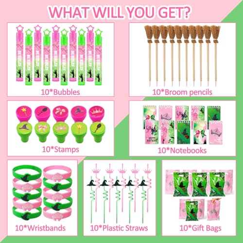 Party Favor Set with Bubbles Notebooks Pencils Straws Wristbands & Bags - 70 Pieces