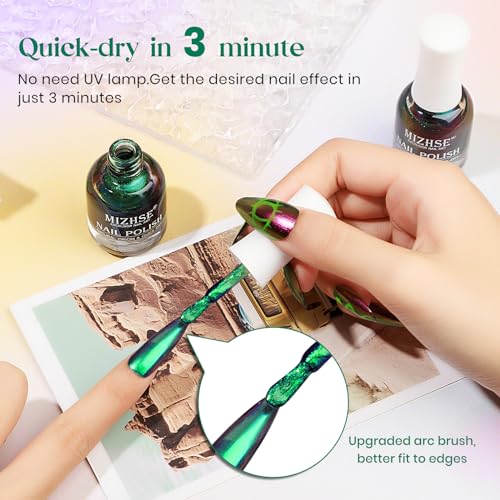 Chameleon Nail Polish - Green Color Shifting Fast Drying 15ml - MIZHSE