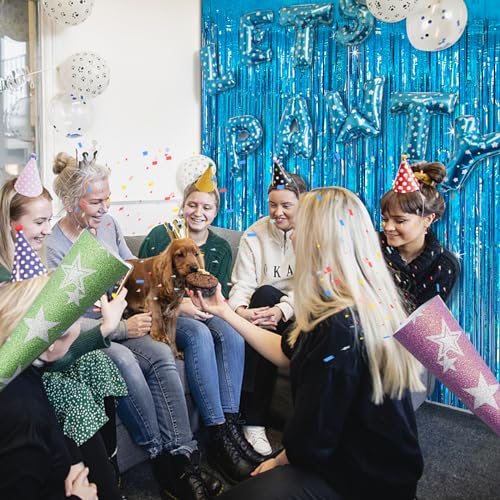 Blue Tinsel Curtain Party Backdrop 2 Pack - Glitter Foil Fringe Decorations for Events