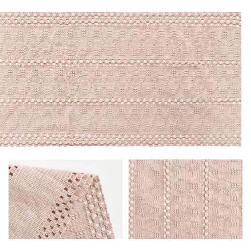 Pink Woven Farmhouse Table Runner 12x60 Inch - Artoid Mode