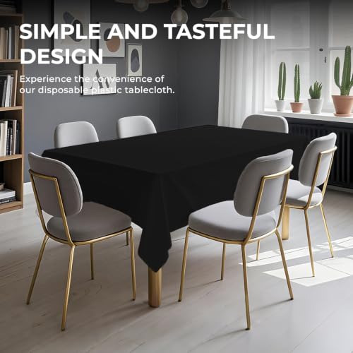Black Disposable Plastic Tablecloth 54x108 Inches - Party & Event Use
