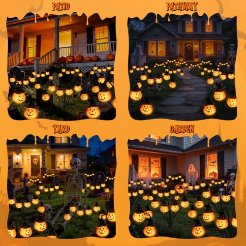 2 Pack Halloween Pumpkin Solar Lights Outdoor, Jack-o'-Lantern Decor - Variation of Pumpkin Lights / Pumpkin Lights / 2
