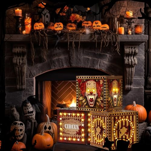 Halloween Circus Clown Decoration Gift Boxes with LED Lights - 6 Pack