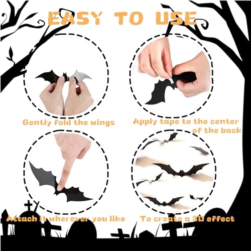 Halloween Spider and Bat Decorations Set - 14 Pcs Spooky Wall & Table Decor for Party & Home