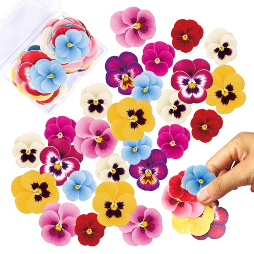 Edible Flower Cupcake Toppers 64 Pack for Hawaiian & Wedding Themes - Variation 15