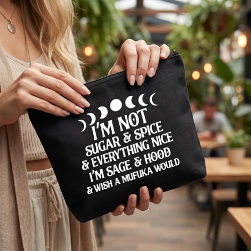 Witchy Makeup Bag with Moon Phase Design - Gothic Gift for Women