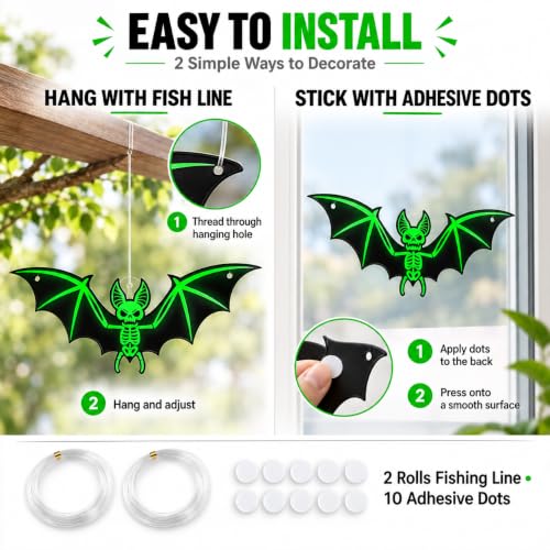 10PCS Glow-in-the-Dark Skeleton Bat Decorations for Halloween - Variation of THIS listing 10