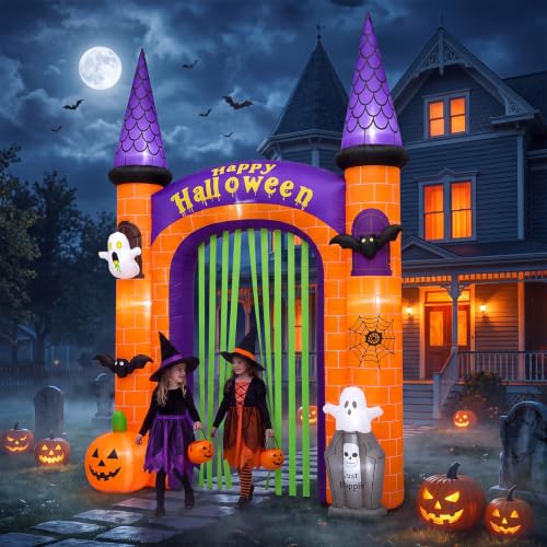 Halloween Inflatable Archway 10.8FT Tombstone Pumpkin Ghost Decor Outdoor