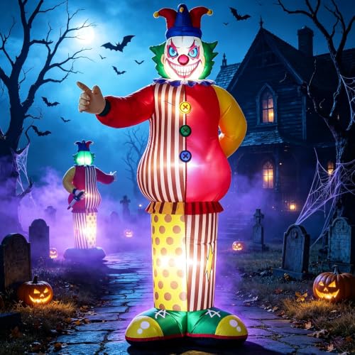 Halloween Inflatable Scary Clown with LED Lights - 6FT Outdoor Yard Decor - Variation of Clown
