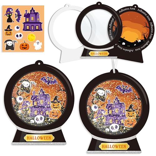 Halloween Snow Globe Craft Kit - 12 Pcs DIY Ghost & Haunted House Decorations