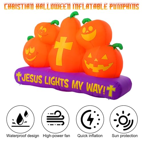 5 ft Christian Halloween Inflatable Pumpkins with LED Lights Outdoor Yard Decor