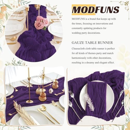 Gauze Table Runner Purple 35x120 Inch Halloween Rustic Cheesecloth Decor