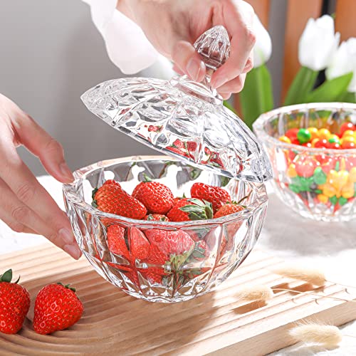 ComSaf 26oz Clear Glass Candy Dish with Lid - Elegant Pumpkin Ribbed Design - Variation 1