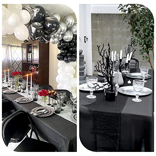 Black Polyester Tablecloth for 6ft Rectangular Tables - 60 x 102 Inch, Pack of 6, Washable