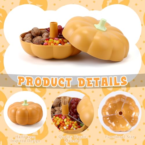 Thanksgiving Pumpkin Snack Bowl with Detachable Trays - Orange Fall Decor
