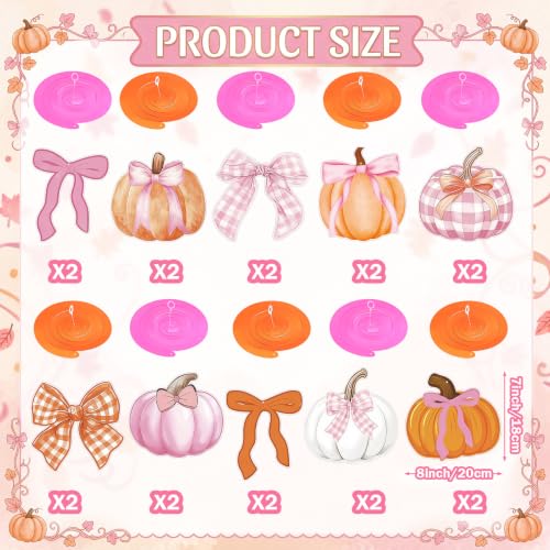 Pink Bow Pumpkin Fall Party Decorations - 20 Hanging Swirl Bows & Ribbons (Variation: 20 Bow Pumpkin)