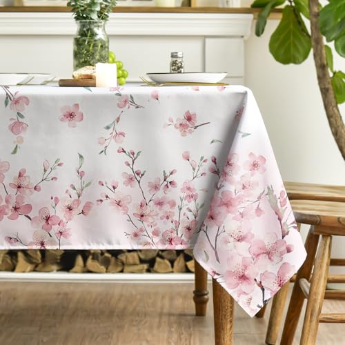 Horaldaily Pink Cherry Blossom Spring Tablecloth 60x60 Inch Square