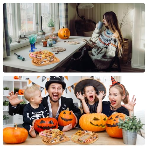 Halloween Charcuterie Boards Set of 3 - Wooden Snack Trays for Party Food