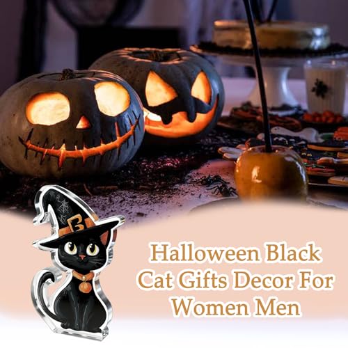 Black Cat Halloween Decor Desk Ornament Acrylic Cute Cat Gift