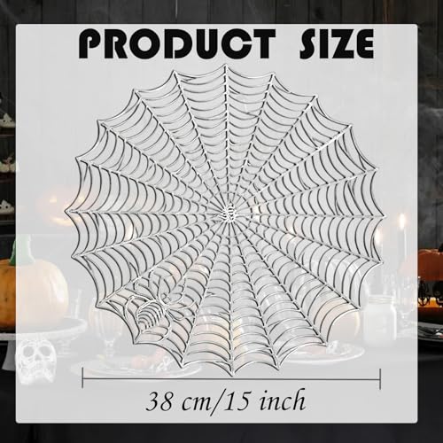 Halloween Spider Web Placemat Set of 2 - Silver Non-Slip Heat Insulation PVC Table Mats