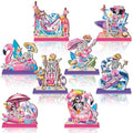 Pink Halloween Skeleton Table Decorations - 8 Pcs Summer Beach Centerpieces with Base - Blush Skeletons for Party
