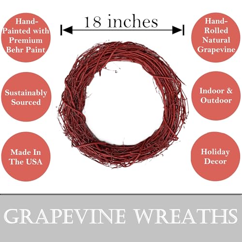 18-Inch Hand-Painted Grapevine Wreath for DIY & Seasonal Decor