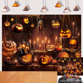 Halloween Horror Backdrop 10x8FT Skeleton Pumpkin Haunted House Banner Kids Adult Decor