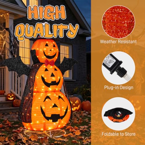 Halloween Yard Decoration 5FT 3-Tier Pumpkin Fabric with Cape & Wings - Variation of THIS listing