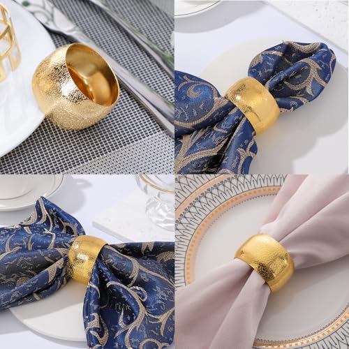 Gold 100 Napkin Rings Set - Metal Circular Tableware for Weddings & Holidays