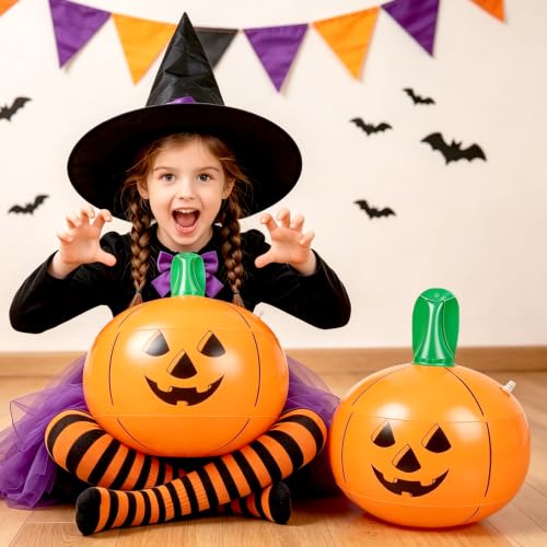 Inflatable Pumpkin Set - 14 Inch Halloween Yard & Pool Decorations - 3 Pack