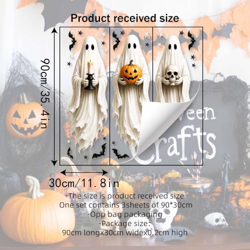 Halloween Ghost Window Clings Decor - Large Static Decals for Windows & Doors