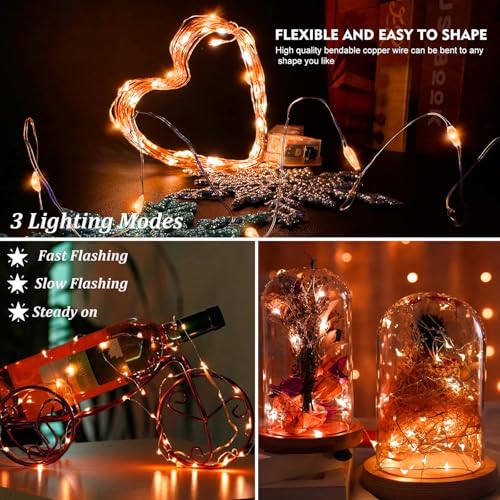 Orange 24 Pack Battery Operated LED Fairy String Lights Waterproof 7ft for Wedding Party Garden