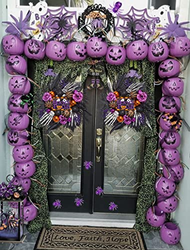 Halloween Wreath for Front Door - 20 Inch Fall & Holiday Decor with Pumpkins, Skulls, Ghost Sign