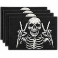 Halloween Skeleton Peace Sign Placemats Set of 4 - Spooky Table Decor for Fall Parties - Style4