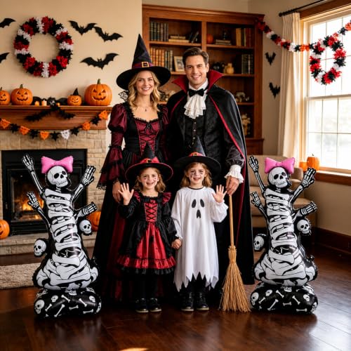Fudefer 2-Pack Self Standing Skeleton Balloons - 3.8FT Halloween Decor