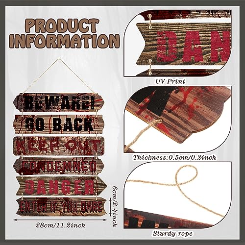 Halloween Wooden Door Sign Set - Bloody Scary Hanging Decor for Halloween