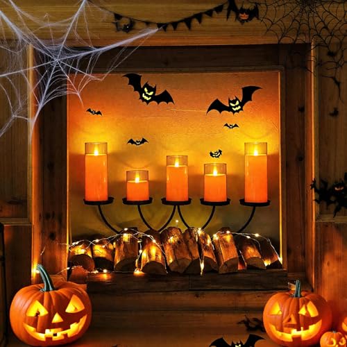 Homemory Halloween Orange Flameless Candles Set of 5 with Remote & Timer
