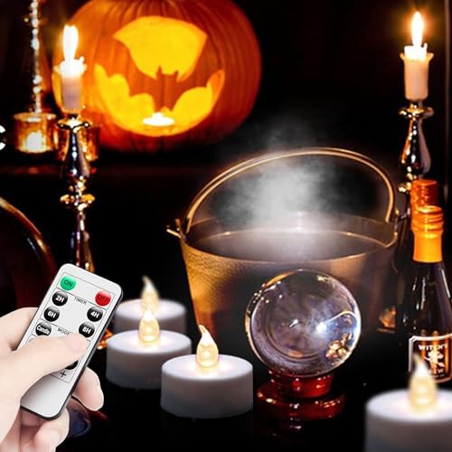LED Flickering Tea Light Candles with Remote Control - Warm White 5 Pack