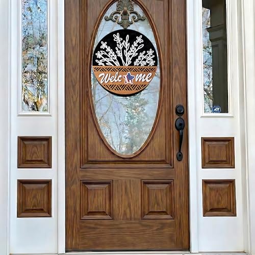12-Inch All-Season Welcome Sign Wreath with Replaceable Plaques for Front Door Decor