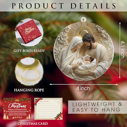 Nativity Holy Family 3D Acrylic Christmas Tree Ornament - Religious Holiday Keepsake