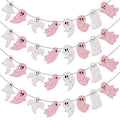 Pink Halloween Ghost Garland Banner - 8.2 ft, Glitter, 4 Pieces, Variation 4