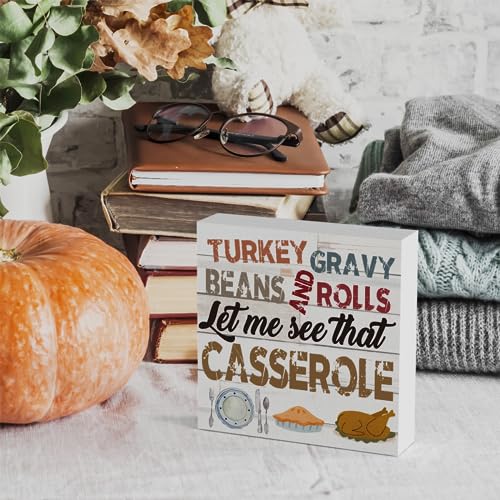 Thanksgiving Wooden Box Sign - Farmhouse Rustic Fall Decor - 5x5 Inches - Happy Thanksgiving 10