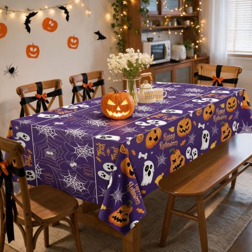 Halloween Plastic Tablecloth 2-Pack - Waterproof Table Cover for Parties
