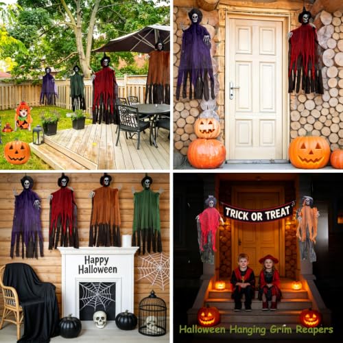 Halloween Hanging Ghost Decorations Set - Spooky 4-Pack, 35-Inch Flying Spirits for Outdoor & Indoor Haunted House, Porch, Yard