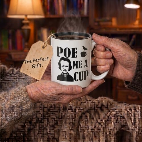 Large 15 oz Ceramic Gothic Coffee Mug - Poe Me a Cup Literary Gift