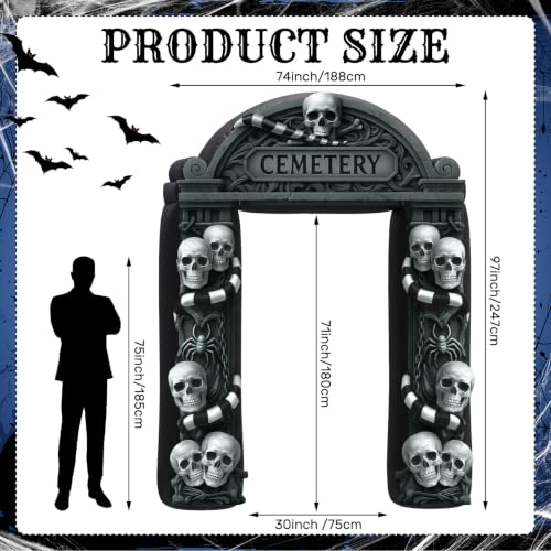 8 Ft Inflatable Halloween Cemetery Arch Decoration - Skull Variation